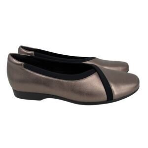 Clarks Unstructured Ballet Flat Size 8.5 Bronze Metallic Leather Un Darcey Ease